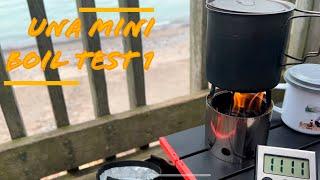 Suluk46 Una Mini (Sub 2oz Ti Wood Gas Stove) Boil Test 1 w/ HW Pellets