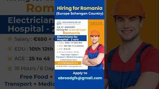 Hiring Electricians for Hospital for Europe Romania #job #europe #europejobs #abroadjobs