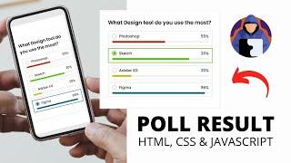 How to create poll system in html css?  | Voting app ui design | Poll UI Design | Poll Result card