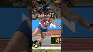 Ealey defends her shot put title  #athletics #worldathleticschamps #usa #shotputthrow #hungary