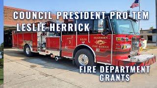 Council President Pro-Tem Leslie Herrick details recent grants received by the Fire Department