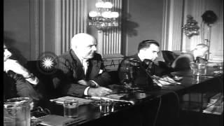 Louis B Mayer and Jack L Warner testify before HUAC  in Washington DC. HD Stock Footage