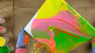 (164) Acrylic Pour Painting Glow in the dark fluorescent paint flip cup