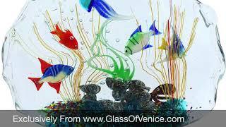 Large Murano Glass Aquarium With Fish And Sea Life