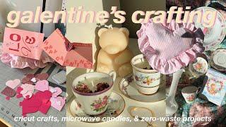 craft with me galentines/vday edition! zero-waste pillow, cricut crafts, microwave candle