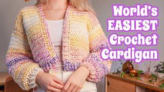 *EASY* Crochet Cardigan For Beginners | ANY SIZE/ LENGTH! | Using Hobbii's Glitter Delight Yarn