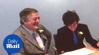 Stephen Fry marries Elliott Spencer in small wedding at registry - Daily Mail