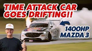 1400hp Mazda 3 Time Attack Car goes DRIFTING!!