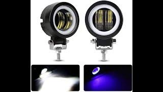 ebike Headlight LED Fog Light 3 inch Round Blue Angel Eye