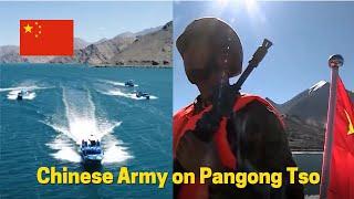 Chinese Army Pangong Tso lake patrol video, China India border tension easing - Jan 2022 release