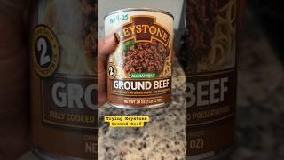 Trying Keystone Ground Beef Canned Hamburger Meat Food Storage Prepper Pantry #prepping #recipe