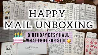 HUGE HAPPY MAIL UNBOXING | $100 WORTH OF SAVINGS TRACKERS & CHALLENGES | Birthday Haul  #happymail