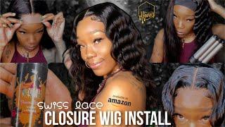 Affordable 20” Lace Wig from AMAZON  4x4 Swiss Lace Closure Wig INSTALL  feat. LE SECRET 