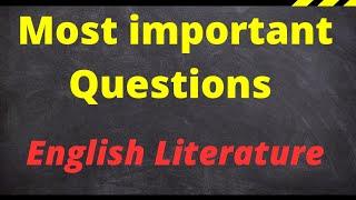 Most important questions || English Literature || @Smart learning everyday ||