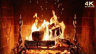  Christmas Fireplace Burning & Crackling  4K Yule Log Christmas Fireplace Ambience