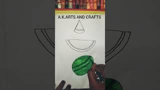 Easy WatermelonCutting Drawing# YouTubeshorts#shorts #Watermeloncutting #drawing#a.k.arts and crafts