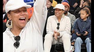 Queen Latifah treats young son Rebel to Harlem Globetrotters game with partner Eboni Nichols in NYC