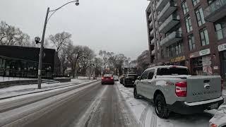 Toronto Downtown First Snowfall Ride | Snowfall in Toronto Canada 2024 | Christmas Snowfall