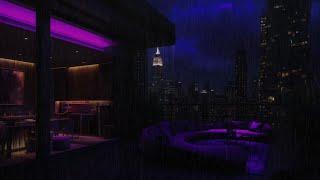 Peaceful Rainy Night on Penthouse Porch | Soothing Rain Sounds for Sleeping Deeply & Focus Studying