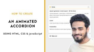 How to create an Animated Accordion using HTML, CSS & JavaScript