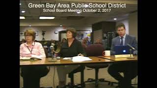 Green Bay Area Public School District Board of Education Meeting: 10/2/17