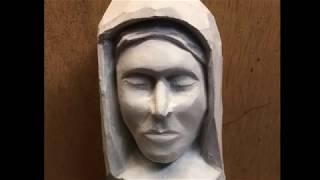 White Woman Face Basswood Carving Whittling