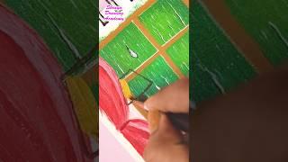 Painting Outside View of RAINY DAY | Window View Acrylic Painting for Beginners