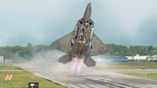 $200 Million US F-22 Raptor Takes Off Vertically With Full Afterburner