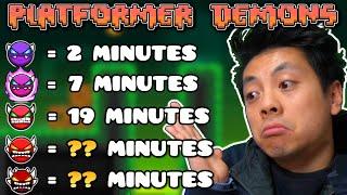 How FAST Can I Beat Platformer DEMONS of Each Difficulty