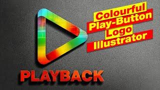 Colorful Play-Button Logo | Adobe Illustrator 2021 | Timelapse | Day - 17 |