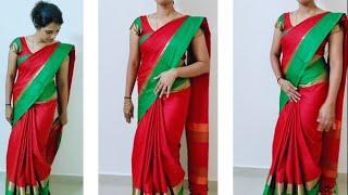 Learn Silk saree drape Quickly/  Silk saree draping tutorial in malayalam new/perfect shape