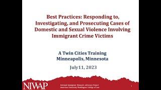 National Immigrant Women’s Advocacy Project (NIWAP) Training, July 17, 2023