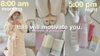 aesthetic vlogrealistic morning routine, productive day in the life, healthy habits, skincare