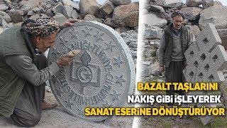 35 Yıllık Taş Ustası, Bazalt Taşlarını Sanat Eserine Dönüştürüyor