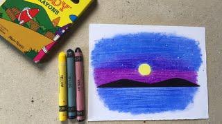 Easy Wax Crayon Drawing for beginners / Moonlight