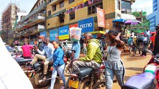 The Busy Daily Life in Kampala City Uganda African Walk Video