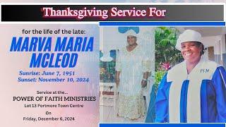 The Thanksgiving Service of Maria McLeod (FULL VIDEO)