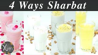 Rose Milk Sharbat, Badam Sharbat, Badam And Khus Khus Milk Sharbat | 4 Ways Sharbat