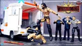 WWE AMBULANCE ACTION FIGURE MATCH | SETH ROLLINS VS BROCK LESNAR WRESTLEMANIA