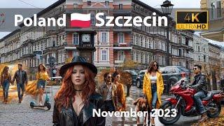 Spacer uliczny -️ Szczecin  Polska - listopad 2023| 4k #citytour #spacerowanie #polska