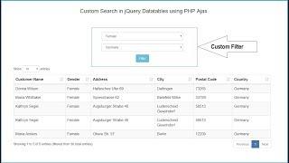 Custom Search in jQuery Datatables using PHP Ajax