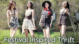 Thrifted festival outfit ideas! vintage, boho, fairycore, coquette, goth