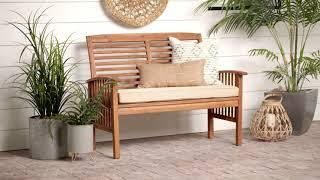 48" Acacia Wood Outdoor Patio Loveseat - Brown