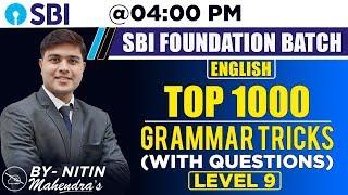 Top 1000 | Grammar Tricks | Level 9 | English | By Nitin Mahendras | SBI Foundation Class