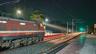 Dangerous High Speed Night Trains Actions: WAP-7+WAP-4 LHB & ICF Trains | Indian Railways