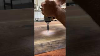 Attaching the table base! #woodworking #jesuswasacarpenter