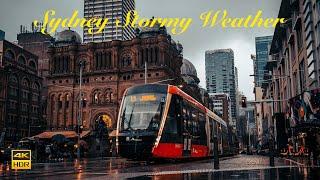 Heavy Storm in Sydney Australia -  George Street and Town Hall | 4K HDR Walking Tour