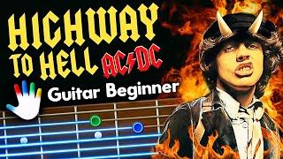 Highway To Hell Guitar Lessons for Beginners AC/DC Tutorial | Easy Chords + Lyrics + Backing Track