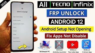 All Infinix / Tecno Android 12 Frp Bypass Without PC 2025 New Update | Fix - Apps Not Opening