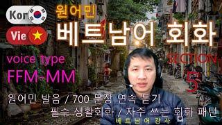 베트남어 회화 [Section 5] Type FFM-MM / 원어민 발음 / 짧고 쉬운 베트남어 200문장 연속 듣기